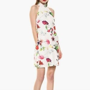 Laundry by Shelli Segal Floral Eyelet Halter Dress White 0